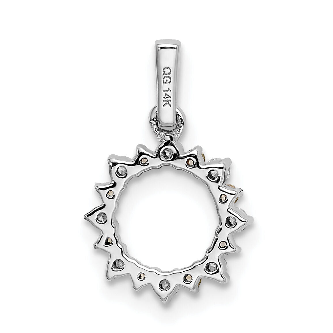 14k White Gold Diamond and .08 Peridot Fancy Circle Pendant-PM3856-PE-012-WA