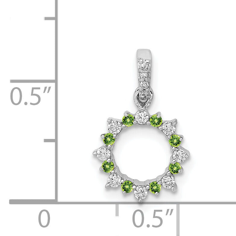14k White Gold Diamond and .08 Peridot Fancy Circle Pendant-PM3856-PE-012-WA