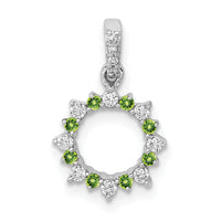 14k White Gold Diamond and .08 Peridot Fancy Circle Pendant-PM3856-PE-012-WA