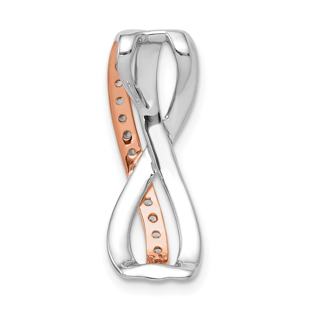 14k Rose and White Gold 1/5ct. Diamond Fancy Twisted Chain Slide-PM3858-020-RWA