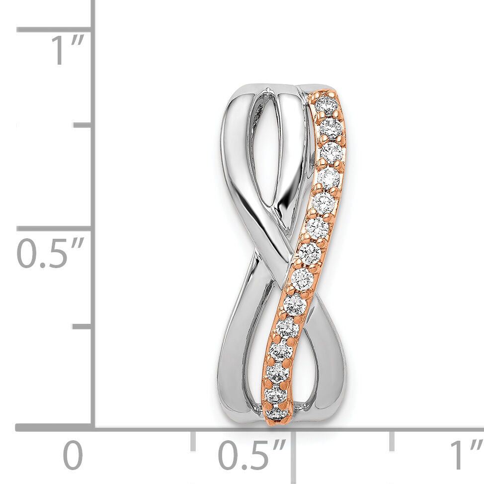 14k Rose and White Gold 1/5ct. Diamond Fancy Twisted Chain Slide-PM3858-020-RWA