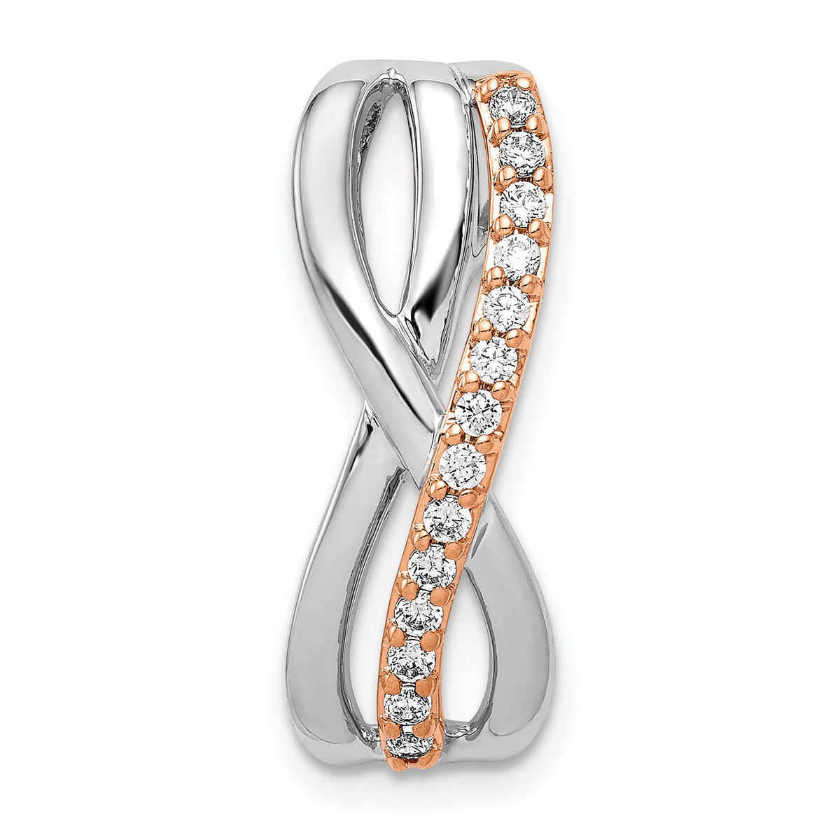 14k Rose and White Gold 1/5ct. Diamond Fancy Twisted Chain Slide-PM3858-020-RWA