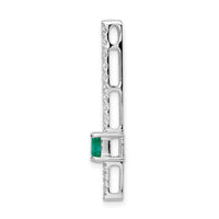 14k White Gold Diamond and Rectangle Emerald Fancy Chain Slide-PM3874-EM-055-WA