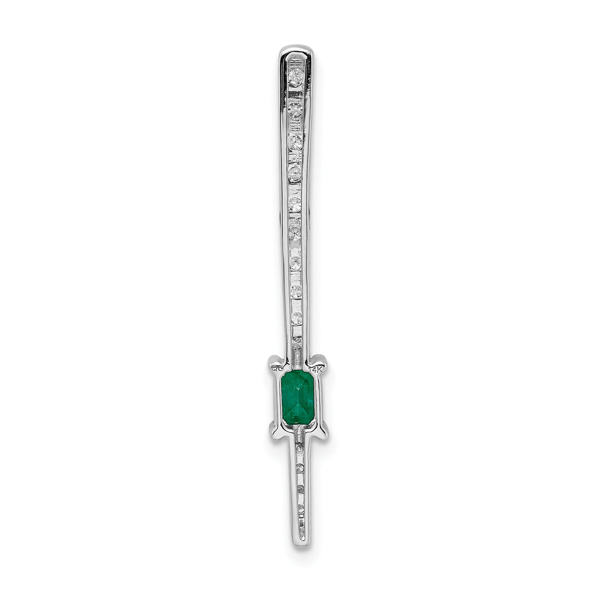 14k White Gold Diamond and Rectangle Emerald Fancy Chain Slide-PM3874-EM-055-WA