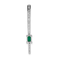 14k White Gold Diamond and Rectangle Emerald Fancy Chain Slide-PM3874-EM-055-WA