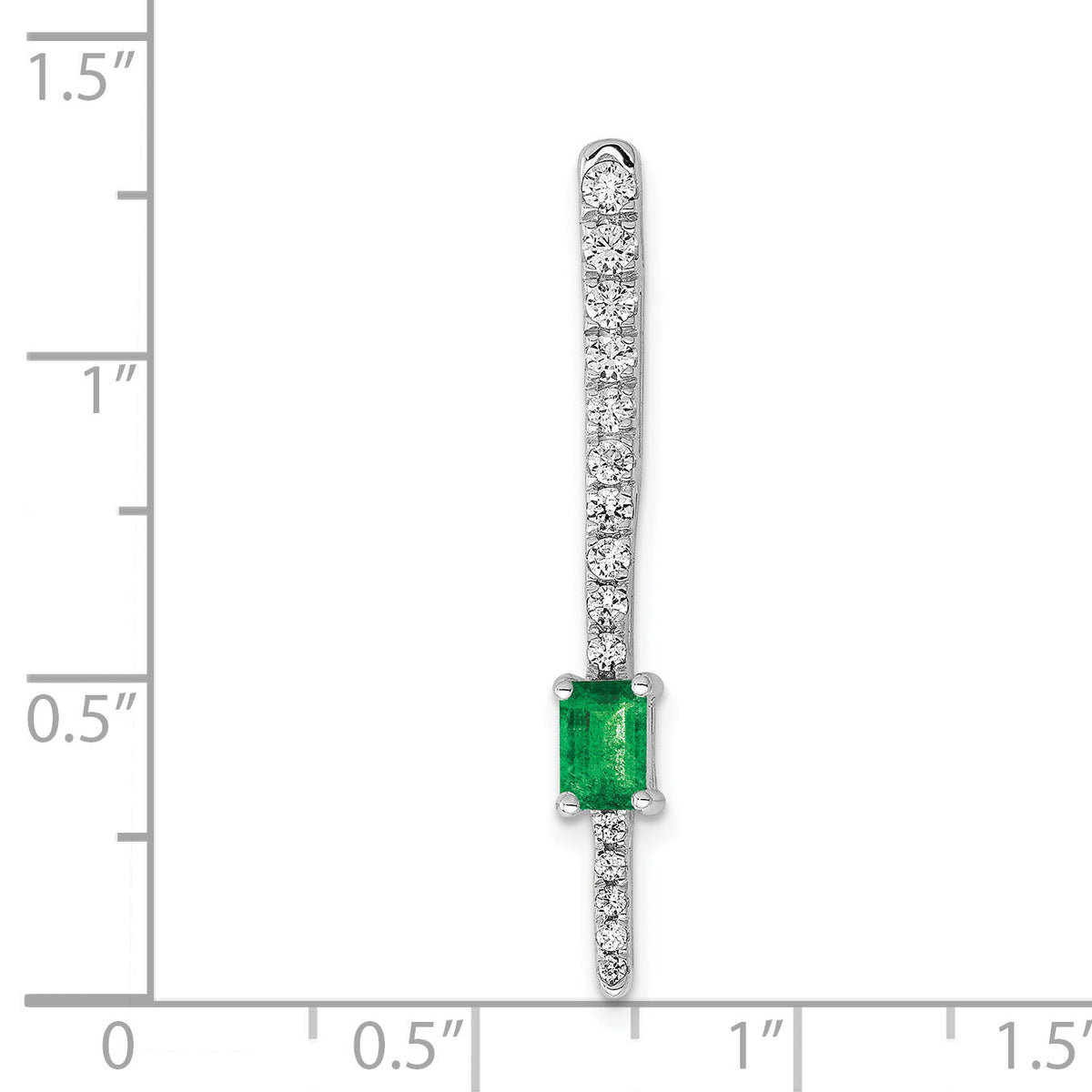 14k White Gold Diamond and Rectangle Emerald Fancy Chain Slide-PM3874-EM-055-WA