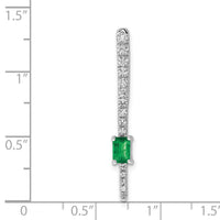 14k White Gold Diamond and Rectangle Emerald Fancy Chain Slide-PM3874-EM-055-WA
