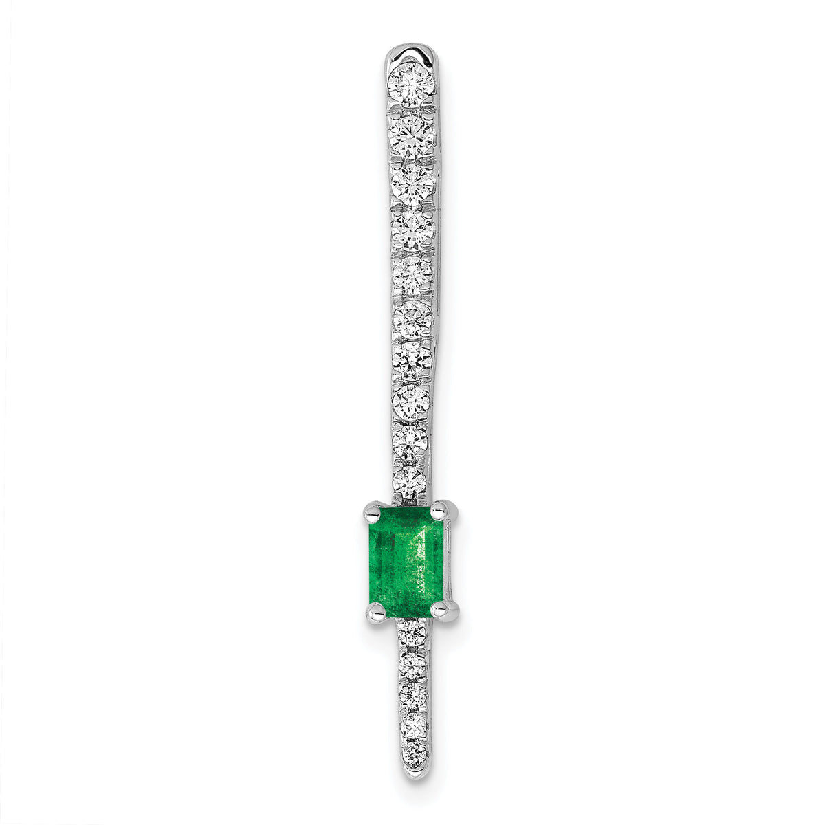 14k White Gold Diamond and Rectangle Emerald Fancy Chain Slide-PM3874-EM-055-WA