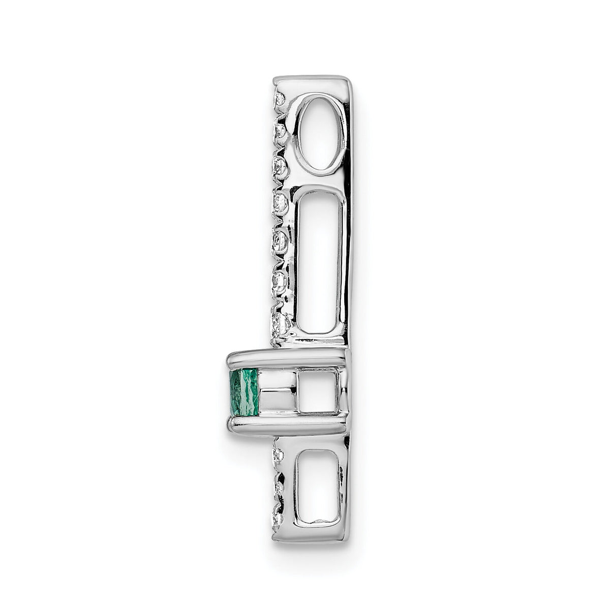 14k White Gold Diamond and Emerald Fancy Chain Slide-PM3876-EM-033-WA