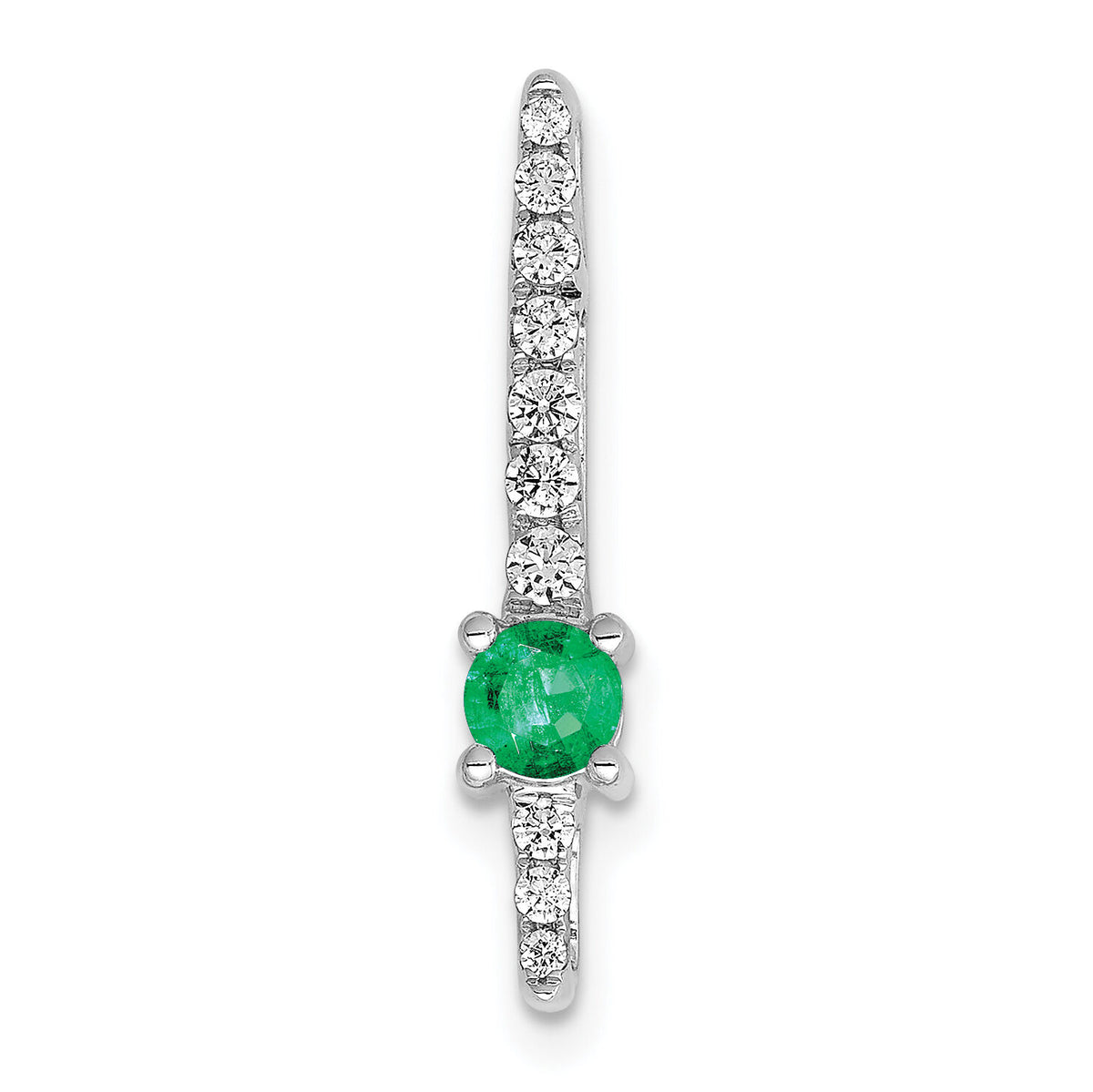 14k White Gold Diamond and Emerald Fancy Chain Slide-PM3876-EM-033-WA