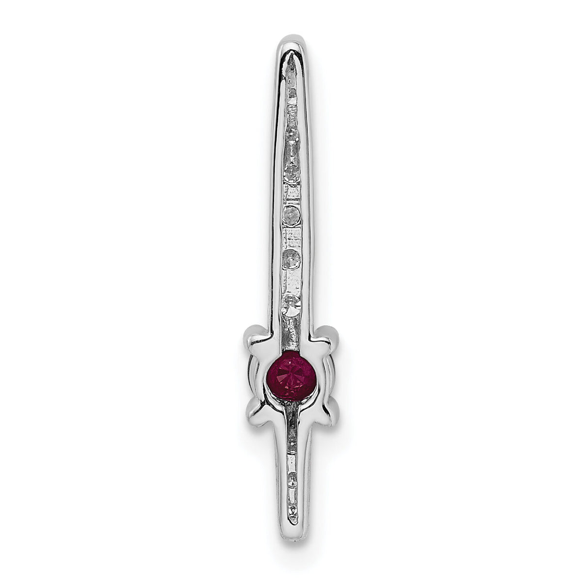 14k White Gold Diamond and .18 Ruby Fancy Chain Slide-PM3876-RU-033-WA
