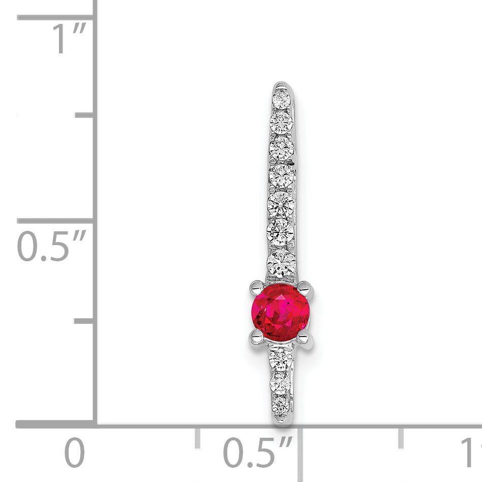 14k White Gold Diamond and .18 Ruby Fancy Chain Slide-PM3876-RU-033-WA