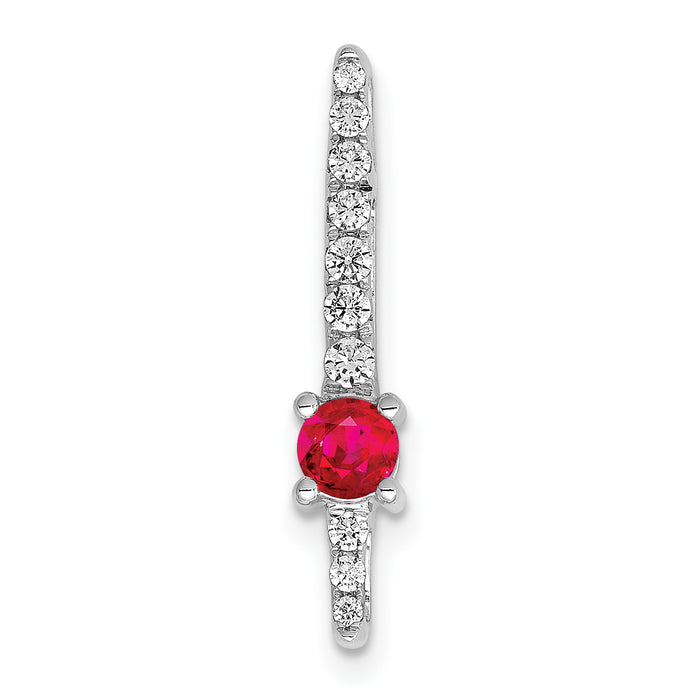 14k White Gold Diamond and .18 Ruby Fancy Chain Slide-PM3876-RU-033-WA