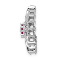 14k White Gold 3/8ct. Diamond and Ruby Flower Chain Slide-PM3918-RU-038-WA