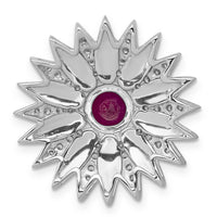 14k White Gold 3/8ct. Diamond and Ruby Flower Chain Slide-PM3918-RU-038-WA