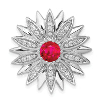 14k White Gold 3/8ct. Diamond and Ruby Flower Chain Slide-PM3918-RU-038-WA