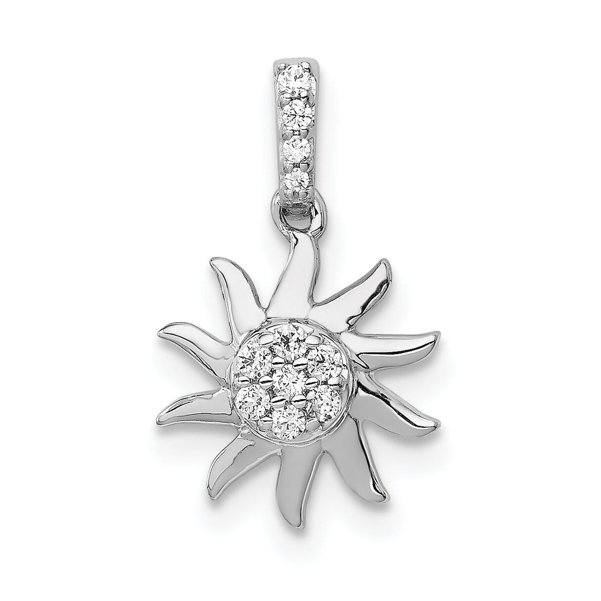 14k White Gold 1/15ct. Diamond Fancy Sun Pendant-PM3919-007-WA