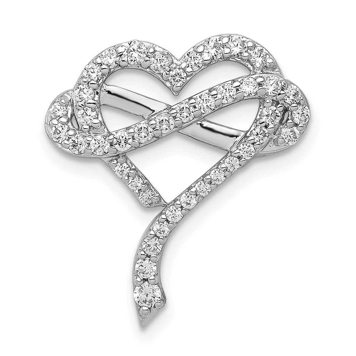 14k White Gold 1/2ct. Diamond Infinity and Heart Chain Slide-PM3924-050-WA