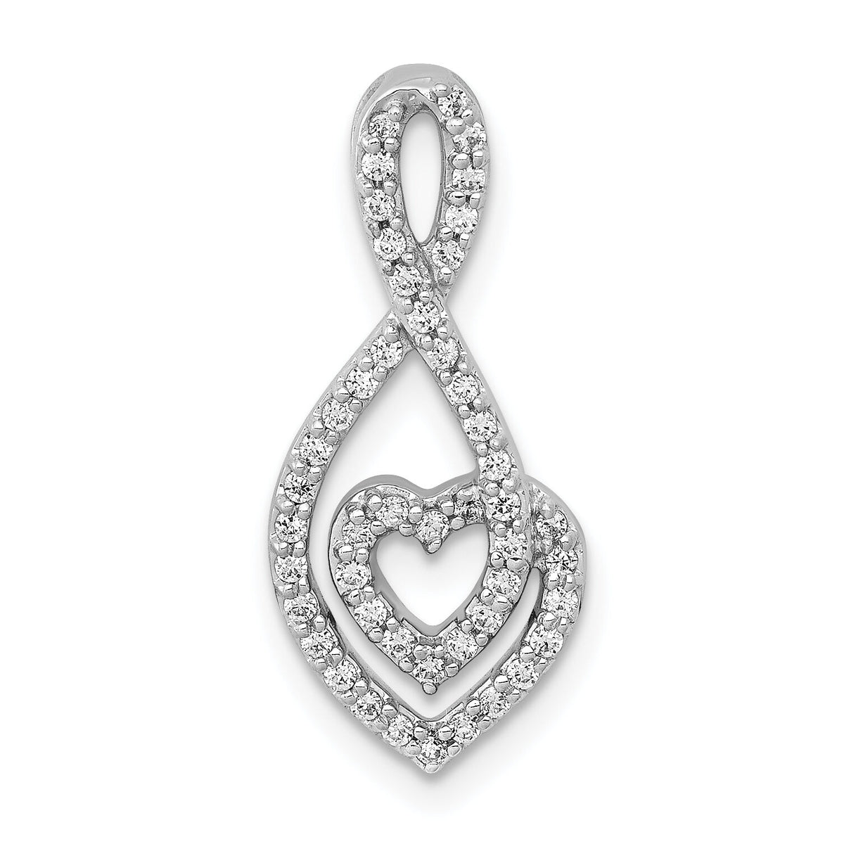 14k White Gold 1/4ct. Diamond Fancy Heart Infinity Chain Slide-PM3925-025-WA