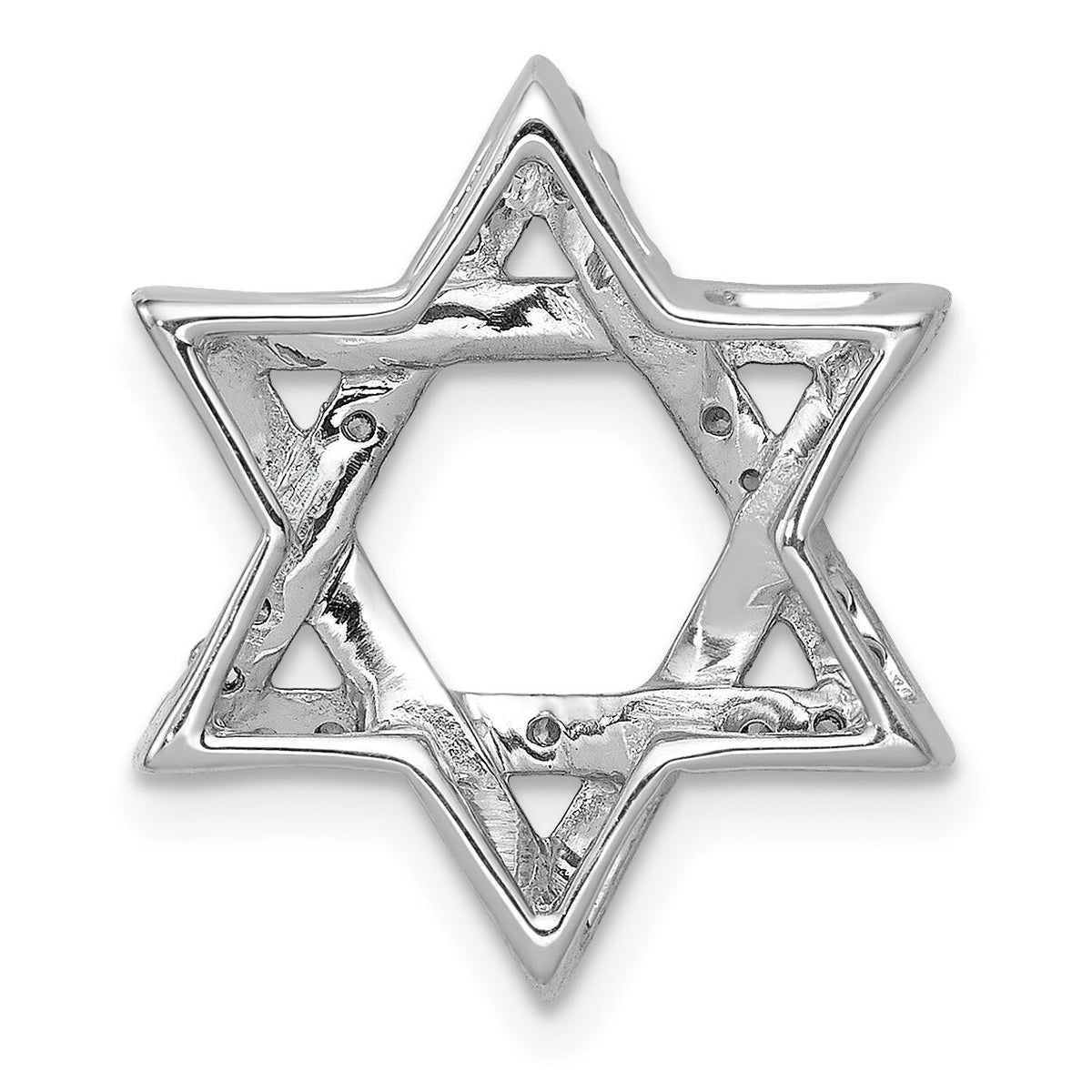 14k White Gold 1/4ct. Diamond Star of David Chain Slide-PM3937-025-WA