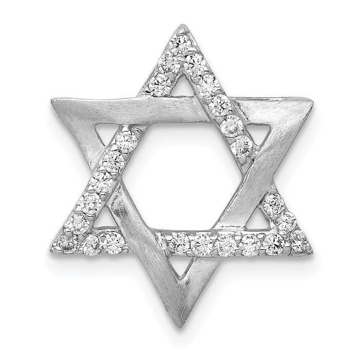 14k White Gold 1/4ct. Diamond Star of David Chain Slide-PM3937-025-WA