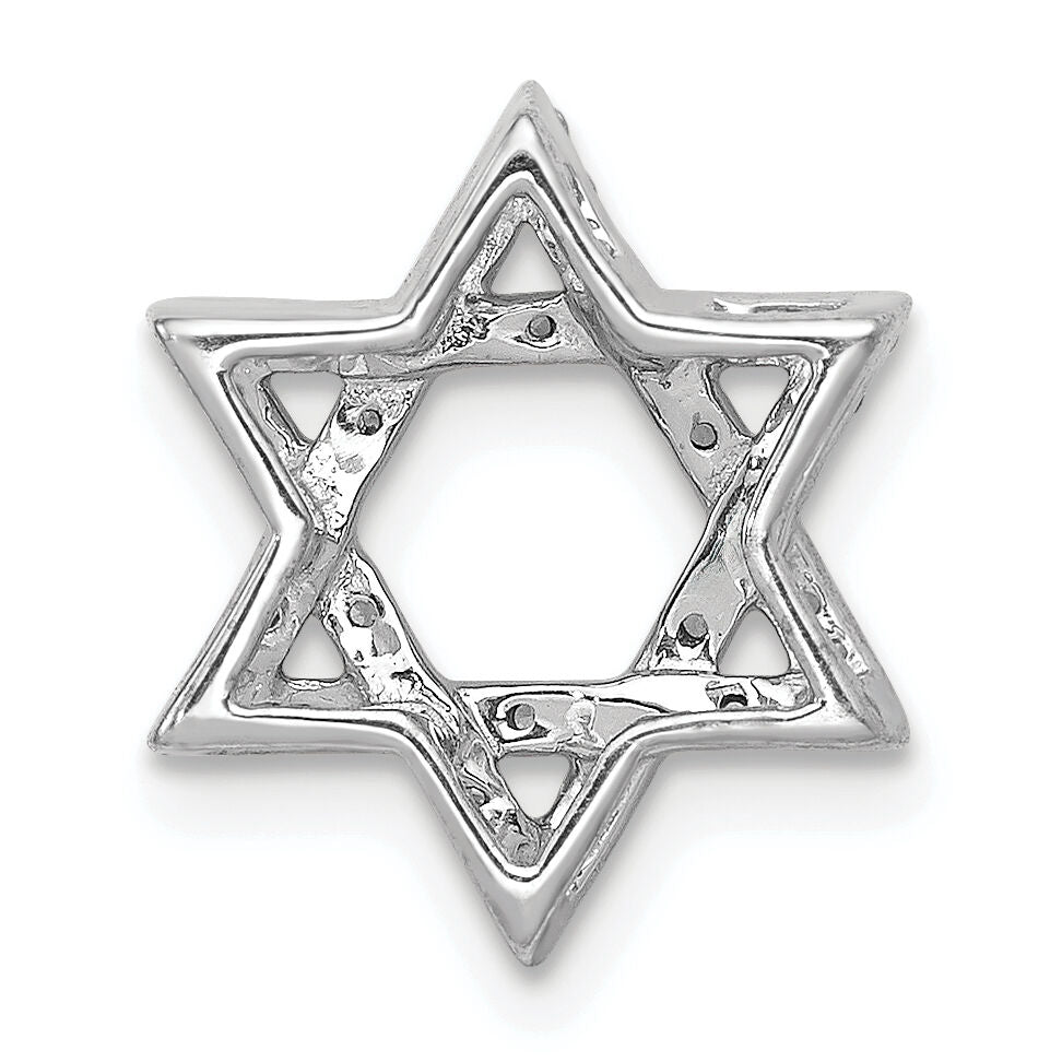 14k White Gold 1/5ct. Diamond Star of David Chain Slide-PM3939-020-WA