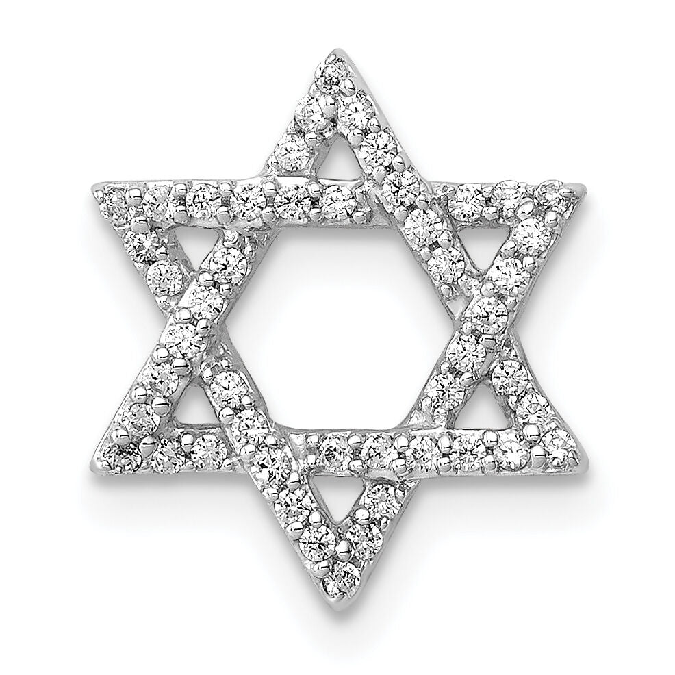 14k White Gold 1/5ct. Diamond Star of David Chain Slide-PM3939-020-WA