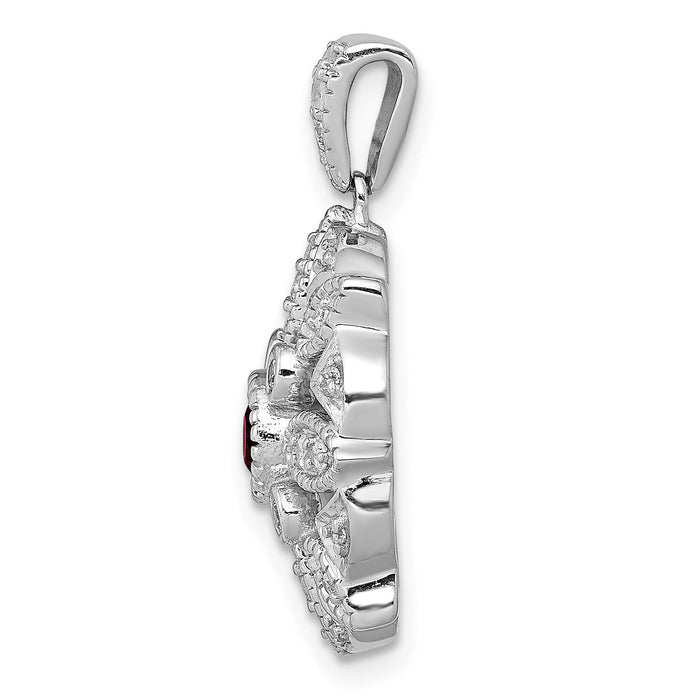 14k White Gold Diamond and .25 Garnet Fancy Pendant-PM3942-GA-025-WA