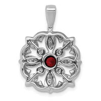 14k White Gold Diamond and .25 Garnet Fancy Pendant-PM3942-GA-025-WA