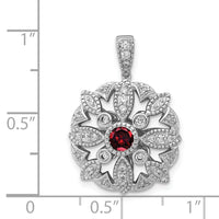 14k White Gold Diamond and .25 Garnet Fancy Pendant-PM3942-GA-025-WA