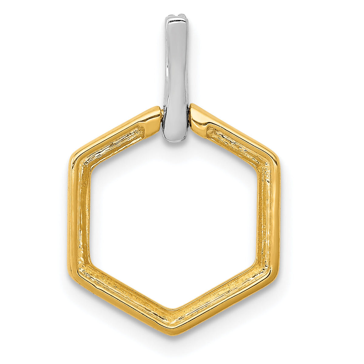 14k Two-tone 1/20ct. Diamond Fancy Hexagon Pendant-PM3966-004-YWA