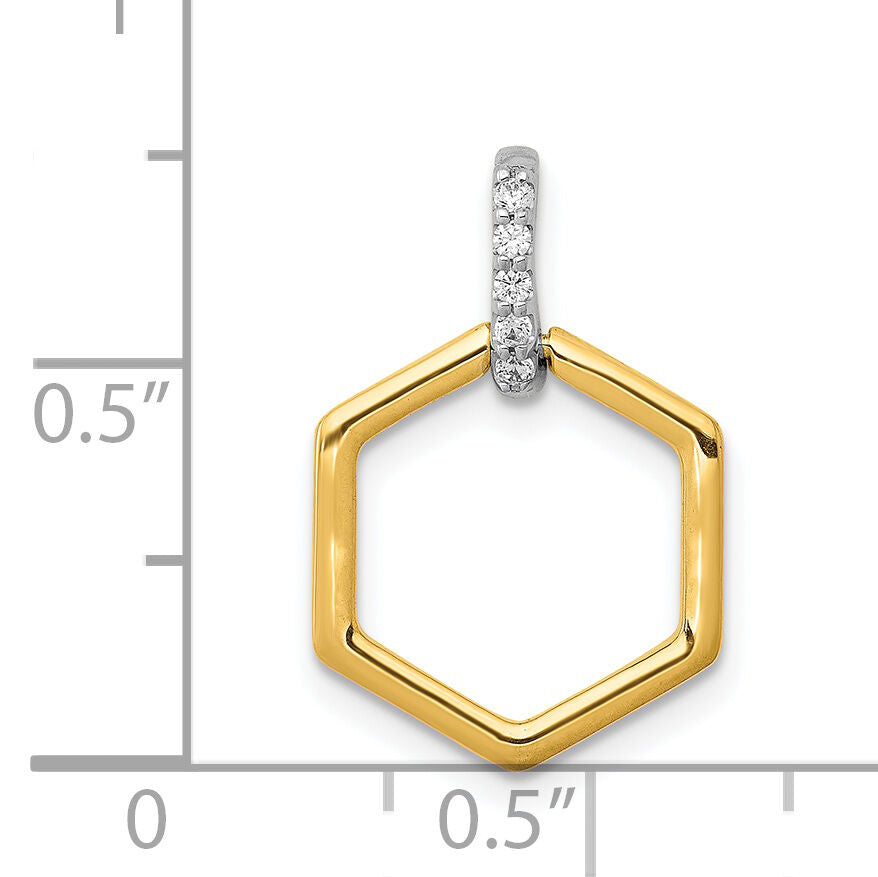 14k Two-tone 1/20ct. Diamond Fancy Hexagon Pendant-PM3966-004-YWA