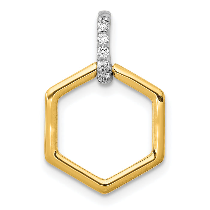 14k Two-tone 1/20ct. Diamond Fancy Hexagon Pendant-PM3966-004-YWA