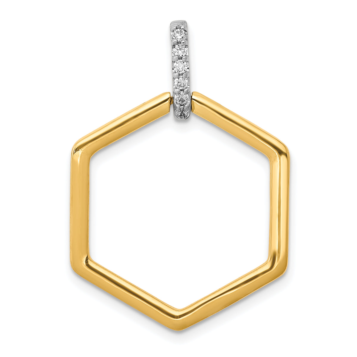 14k Two-tone 1/15ct. Diamond Fancy Hexagon Pendant-PM3966-007-YWA