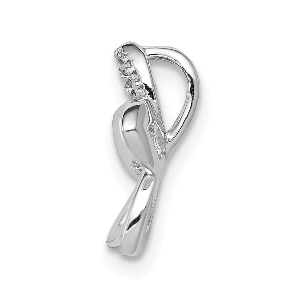 14k White Gold 1/20ct. Diamond Flower Chain Slide-PM3977-005-WA