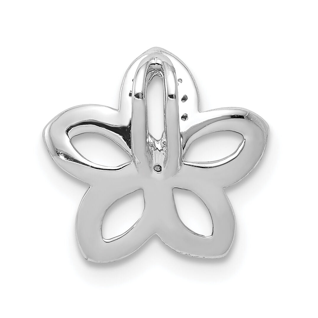 14k White Gold 1/20ct. Diamond Flower Chain Slide-PM3977-005-WA