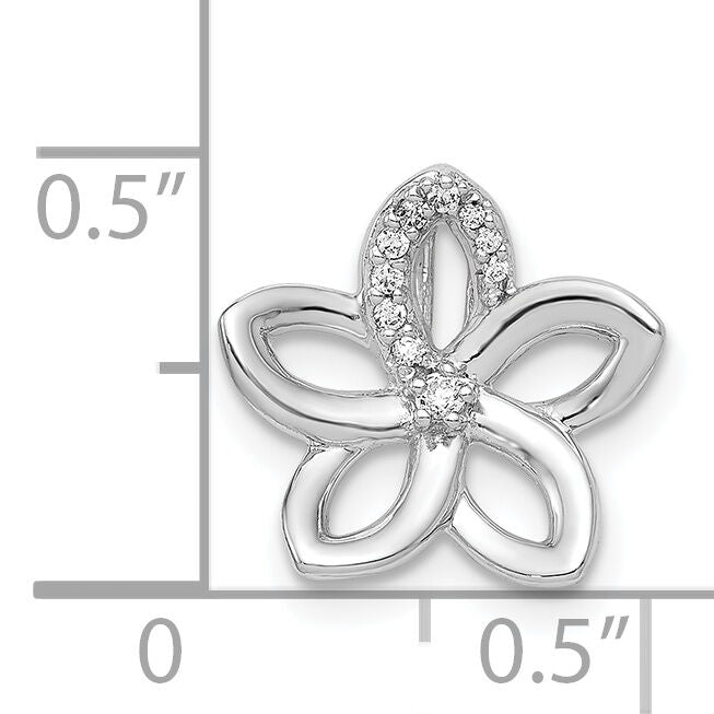 14k White Gold 1/20ct. Diamond Flower Chain Slide-PM3977-005-WA