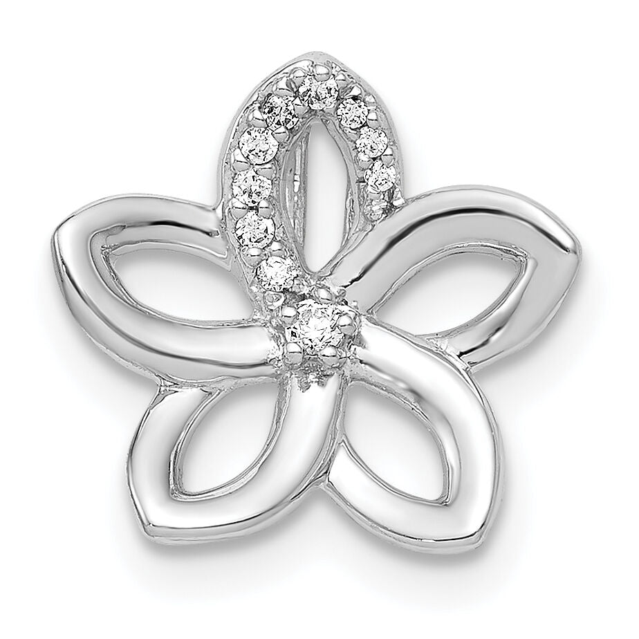 14k White Gold 1/20ct. Diamond Flower Chain Slide-PM3977-005-WA