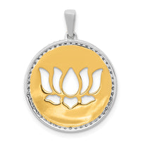 14k Two-tone Diamond Lotus Flower Pendant-PM3978-025-YWA