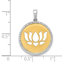 14k Two-tone Diamond Lotus Flower Pendant-PM3978-025-YWA