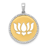 14k Two-tone Diamond Lotus Flower Pendant-PM3978-025-YWA
