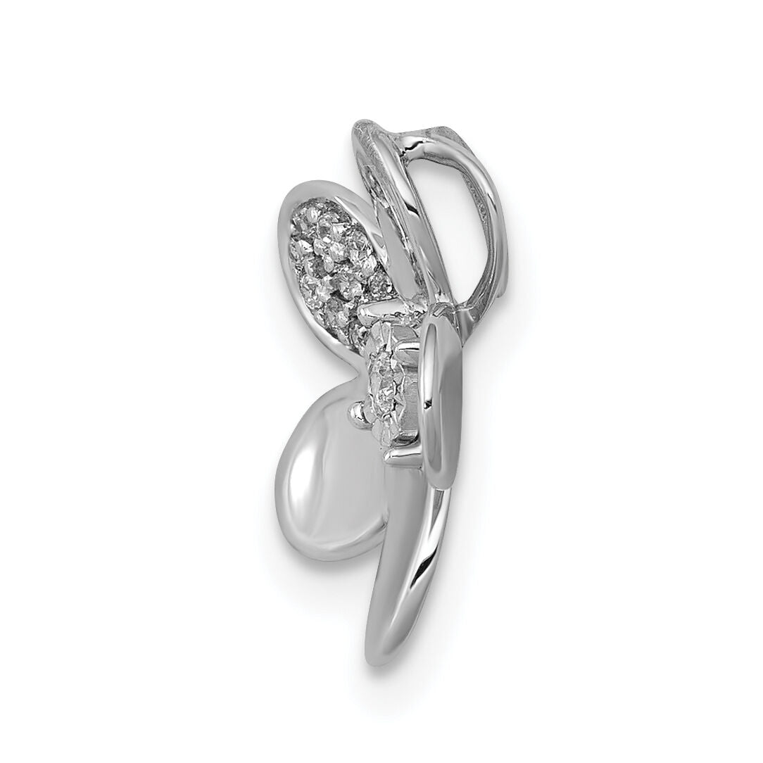 14k White Gold 1/20ct. Diamond Flower Chain Slide-PM3979-006-WA