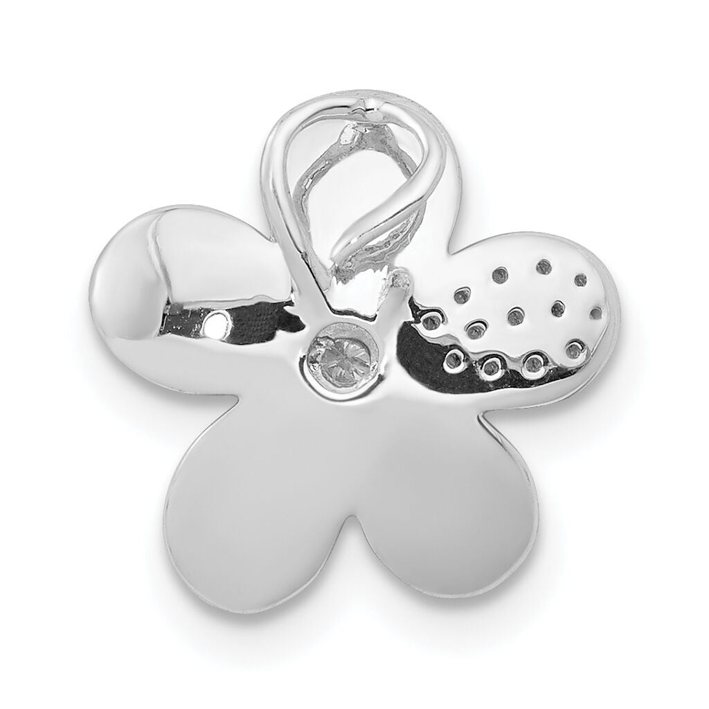 14k White Gold 1/20ct. Diamond Flower Chain Slide-PM3979-006-WA