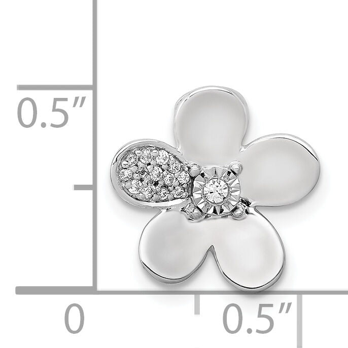 14k White Gold 1/20ct. Diamond Flower Chain Slide-PM3979-006-WA