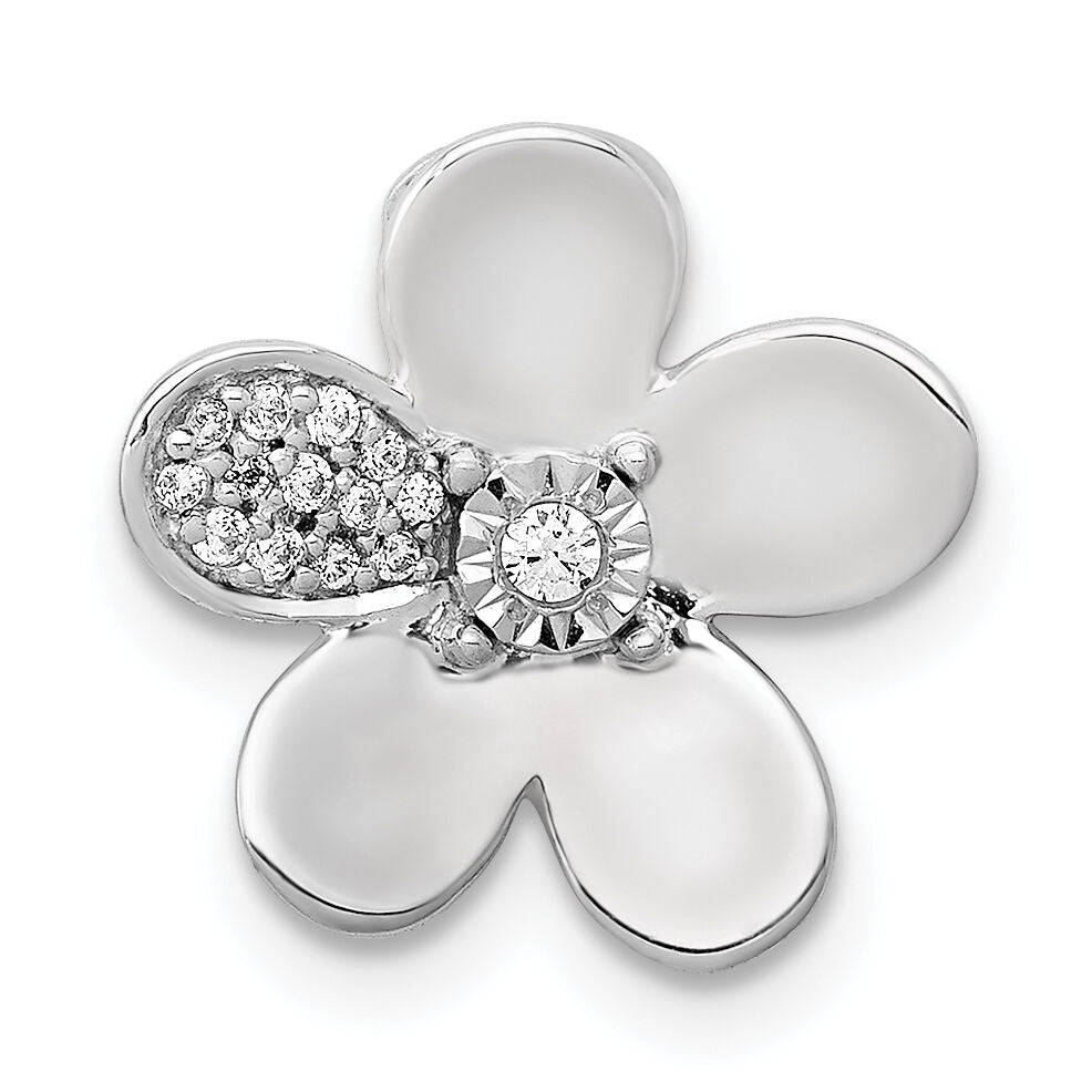 14k White Gold 1/20ct. Diamond Flower Chain Slide-PM3979-006-WA