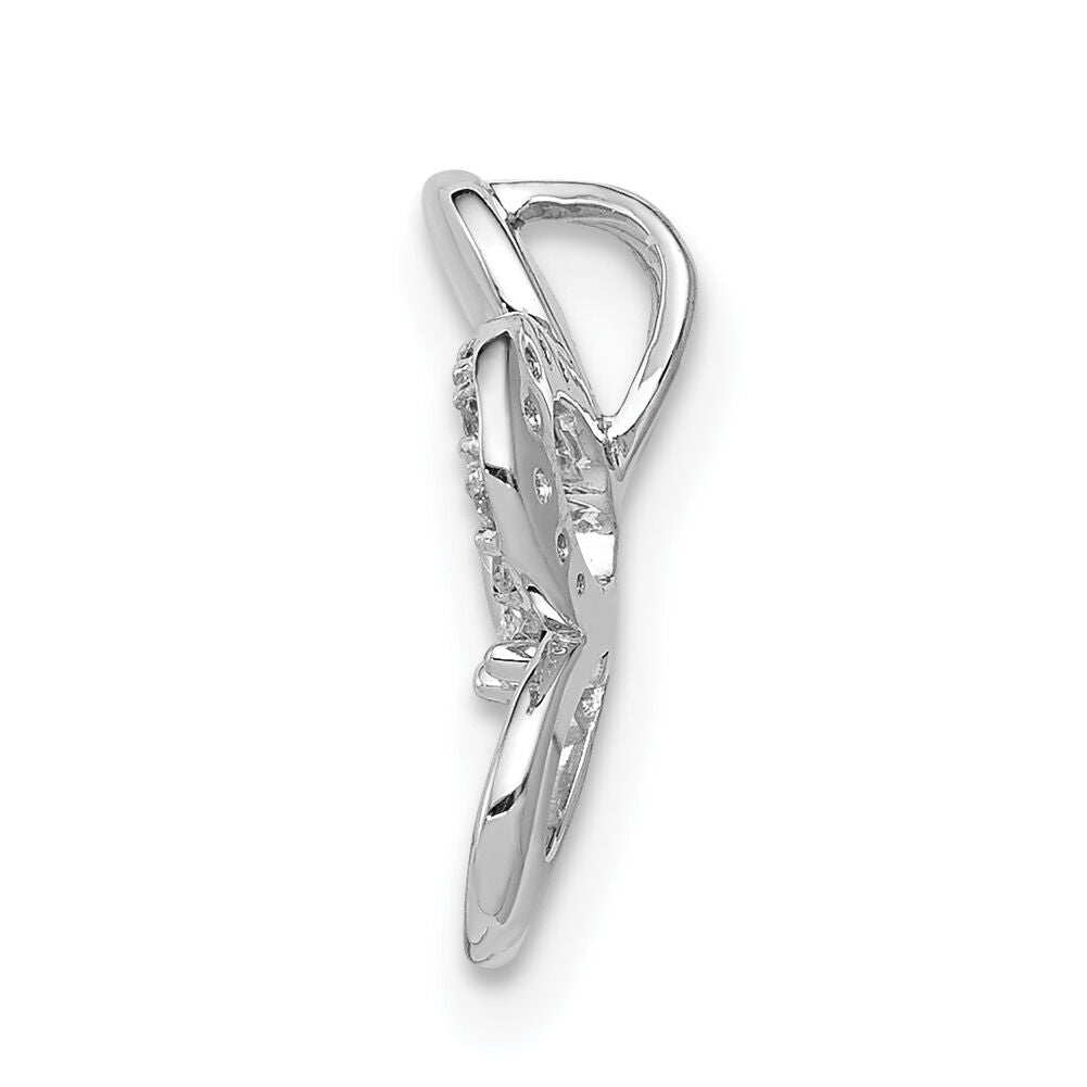 14k White Gold 1/20ct. Diamond Round Petal Flower Chain Slide-PM3981-004-WA