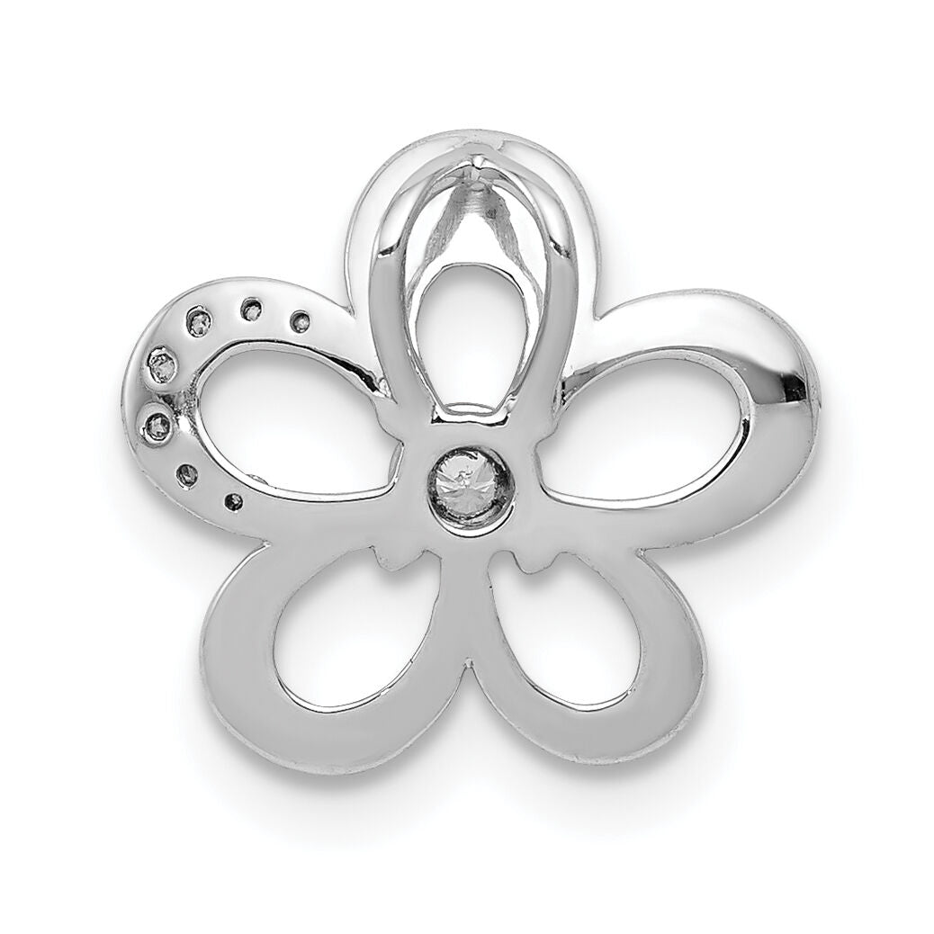 14k White Gold 1/20ct. Diamond Round Petal Flower Chain Slide-PM3981-004-WA