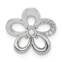 14k White Gold 1/20ct. Diamond Round Petal Flower Chain Slide-PM3981-004-WA