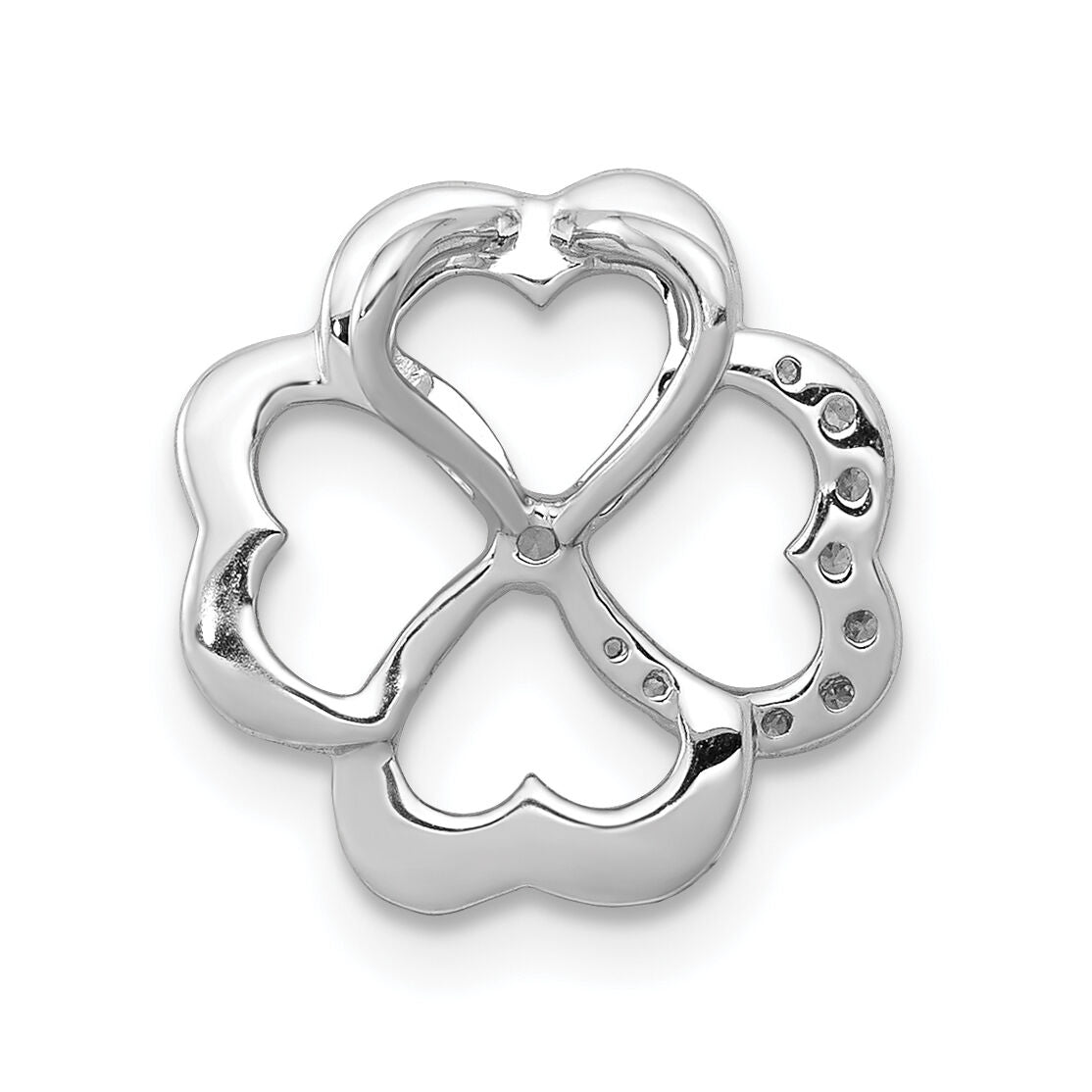 14k White Gold 1/15ct. Diamond Four Leaf Clover Chain Slide-PM3982-007-WA