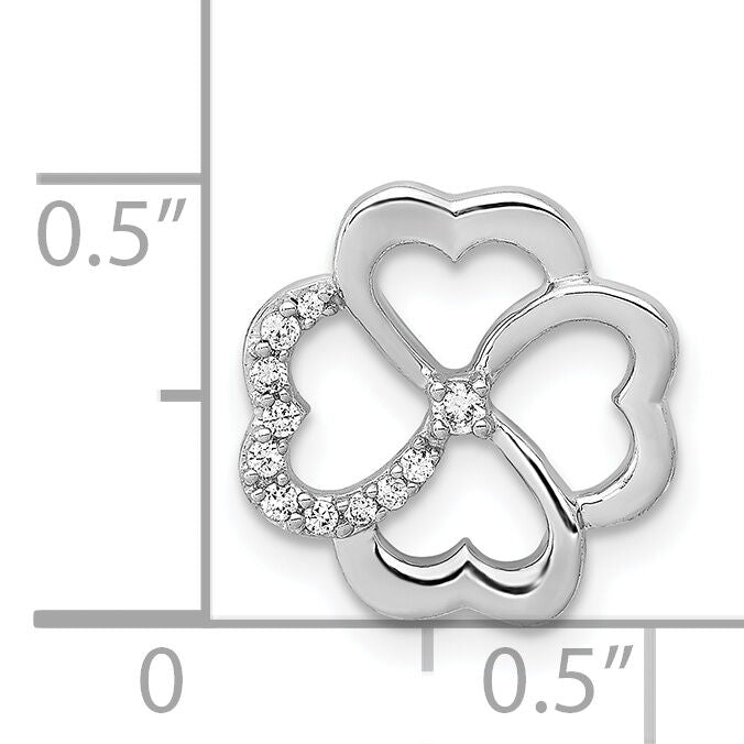 14k White Gold 1/15ct. Diamond Four Leaf Clover Chain Slide-PM3982-007-WA